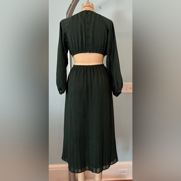 NWT Madewell Long-Sleeve Cutout Midi Dress - Medium Emerald Green - Picture 8 of 15